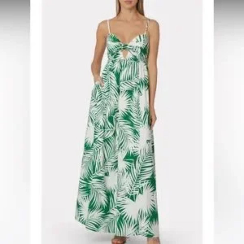 Milly Noah Palm Print Dress : White/Green : Size 6